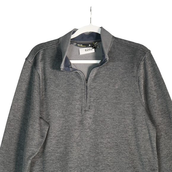 Under Armour Sweater Mens Medium Gray Fleece Lined 1/4 Zip Jacket Sweatshirt - Picture 2 of 7